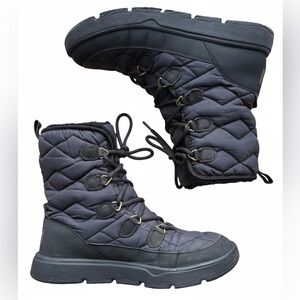 Helly Hansen | Women's Quilted Puffer Navy Blue Lace Up Winter Boots Faux Fur